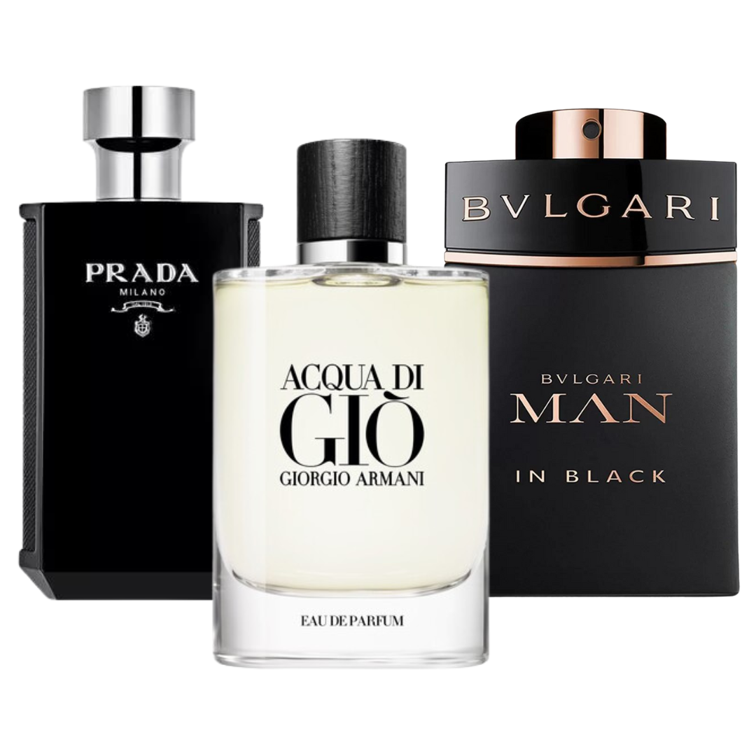 3-Parfüm-Set: Bvlgari In Black, Giorgio Armani Acqua Di Gio, L'Homme Prada Intense (Eau de Parfum)