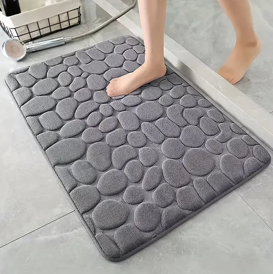 Tapete de Banheiro Super Absorvente e Aderente para Porta do Box com Textura 3D - Anti Slip Rock