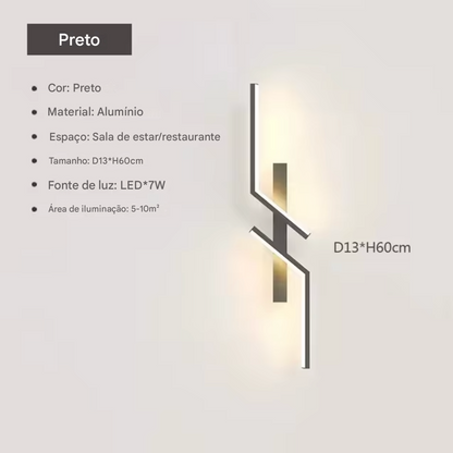 ARANDELA DE PAREDE MODERNA LED LUZ AMARELA - UTILLUX