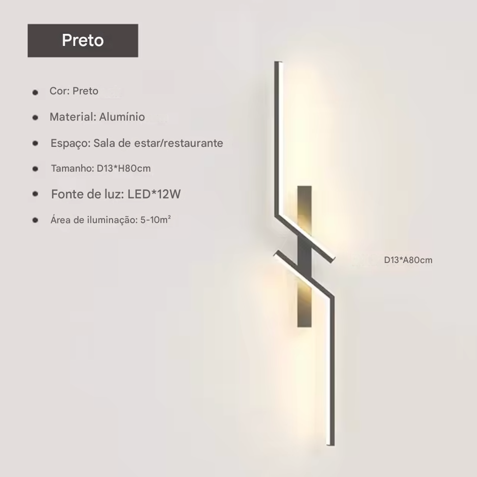 ARANDELA DE PAREDE MODERNA LED LUZ AMARELA - UTILLUX