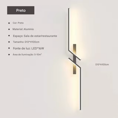 ARANDELA DE PAREDE MODERNA LED LUZ AMARELA - UTILLUX