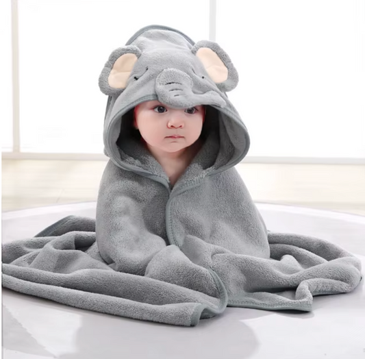 TOALHA DE BANHO COM CAPUZ DE ELEFANTE PARA BEBÊS - BABYS WII