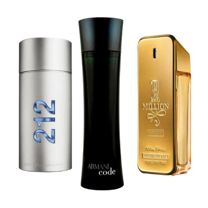 Packung mit 3 Düften: 212 Men NYC, Paco Rabanne One Million, Armani Code Homme (Eau de Parfum)