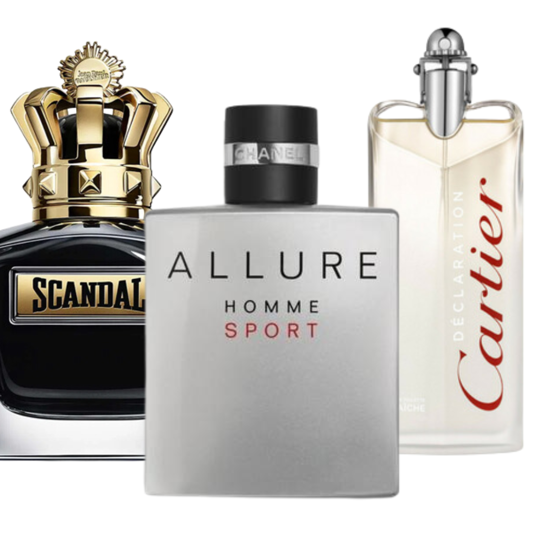 Packung mit 3 Düften: Allure Homme Sport, Jean Paul Gaultier Scandal, Cartier Declaration (Eau de Parfum)