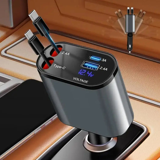Carregador de Carro Retrátil para Smartphones (IPhone.  Android)